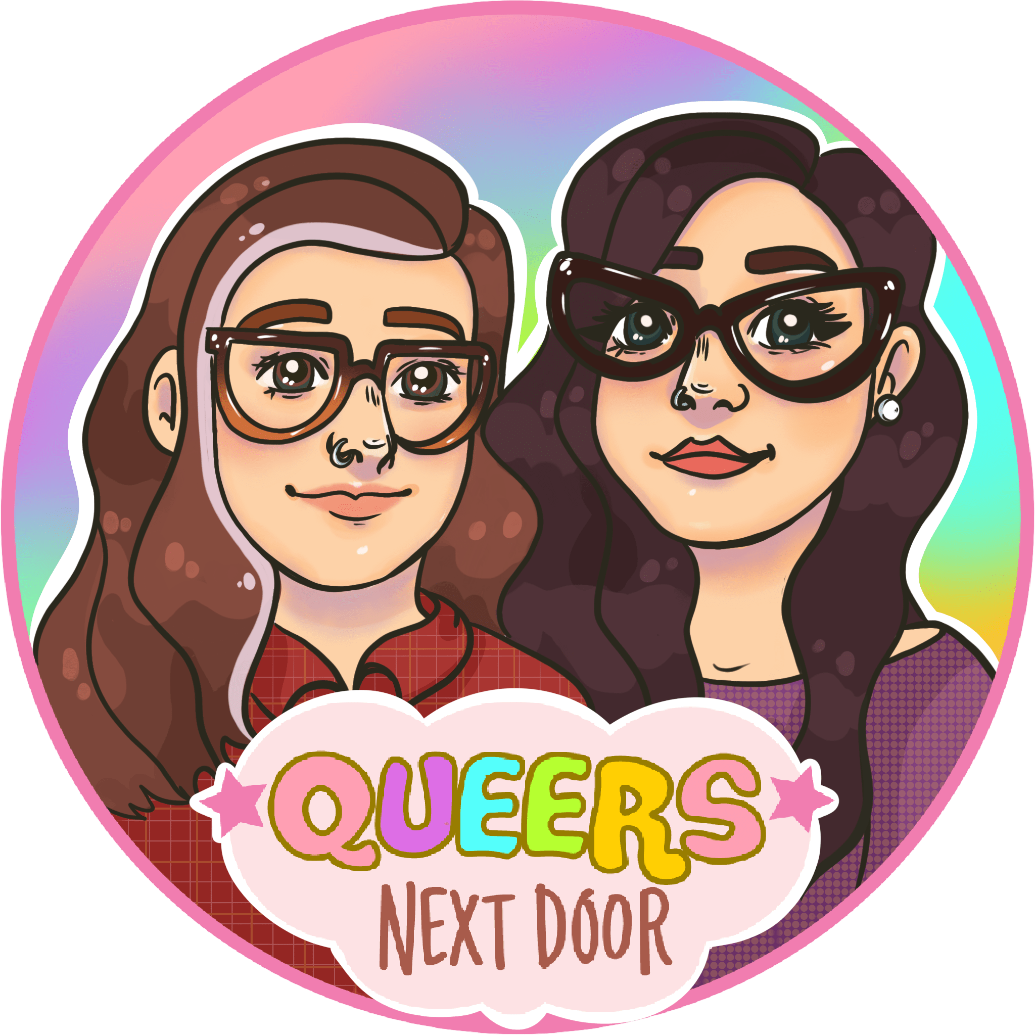Logo for the Queers Next Door podcast.