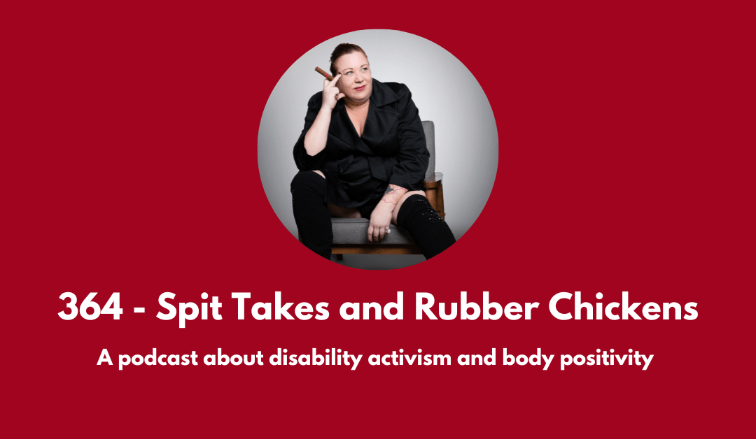 A new episode about disability activism with Auntie Vice. Image is of Auntie Vice posed on a chair wearing a suit and smoking a cigar.